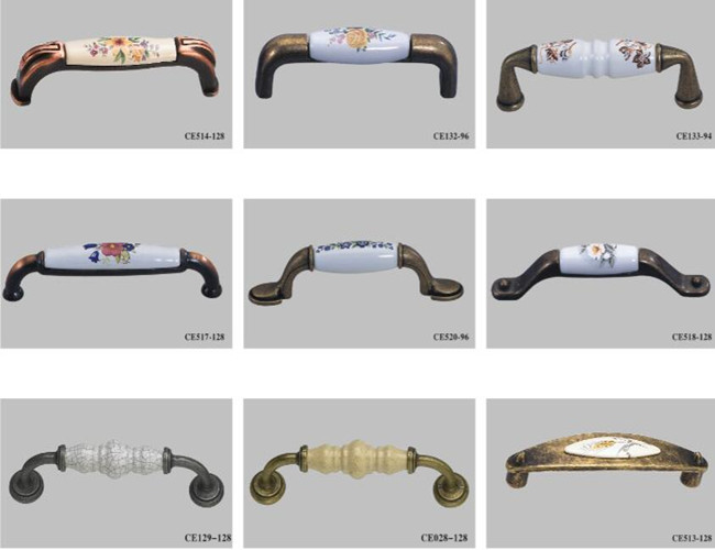 Black / Ivory White Ceramic Handles And Knobs Porcelain Wardrobe handles ISO Certified Closet Door Pull