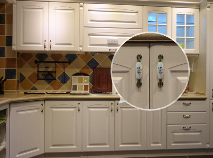 Kitchen Cupboard Door Knobs Ceramic Handles Antique Bronze Oval Porcelain Dresser Pulls