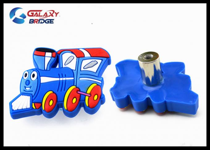 Blue Train Silicon Kids Bedroom Knobs / Soft Plastic Childrens Wardrobe Door Knobs