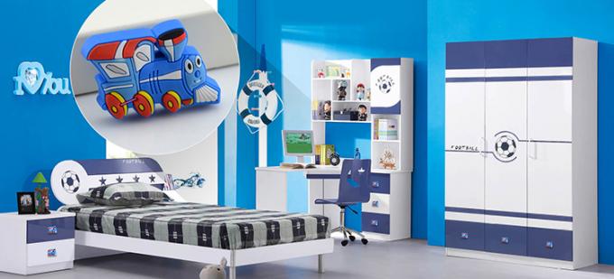 Blue Train Silicon Kids Bedroom Knobs / Soft Plastic Childrens Wardrobe Door Knobs