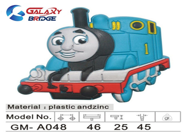 Blue Train Kids Drawer Knobs Zinc Alloy Based Rubber Closet
