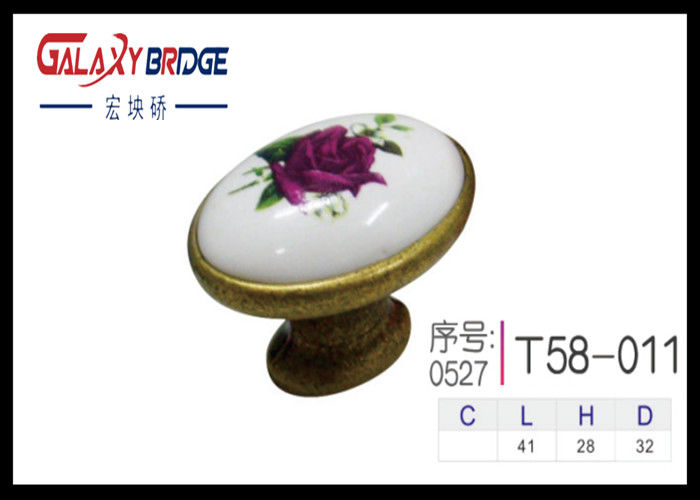 Kitchen Cupboard Door Knobs Ceramic Handles Antique Bronze Oval Porcelain Dresser Pulls