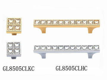 Durable Square Crystal Drawer Handles And Knobs 96mm / 128mm / 160mm Size
