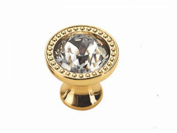 Gold Arcylic Round Knobs Luxury Dresser Pulls Crystal Wardrobe Handles