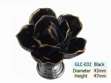 Black Rose shaped Ceramic Handles And Knobs for wardrobe pulls / drawer handles