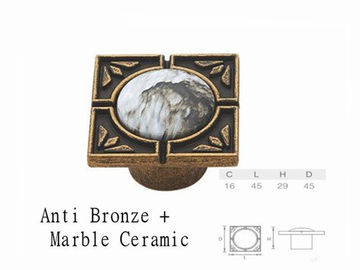 Vintage Marble Ceramic Knob Antique Bronze Square Knobs Porcelain Furniture Handles