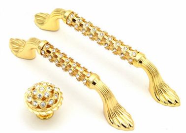 Luxury Hollow Design Cabinet Drawer Handles Arcylic Stones Furniture Gold Crystal Dresser knobs