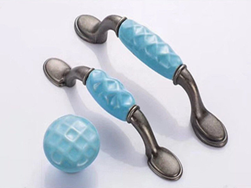 Blue Heart Ceramic Drawer Pulls Colorful Porcelain Furniture Handles