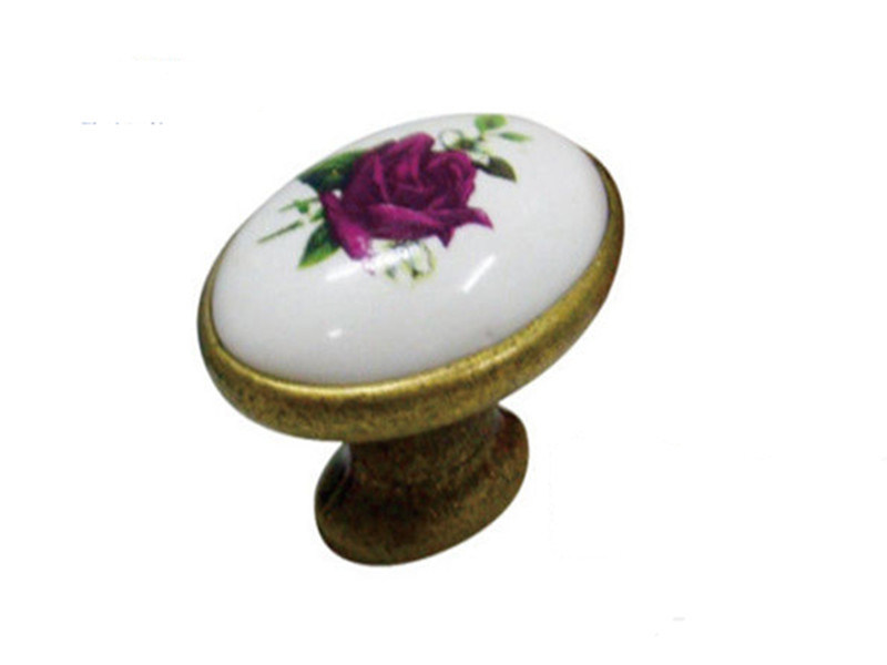 Kitchen Cupboard Door Knobs Ceramic Handles Antique Bronze Oval Porcelain Dresser Pulls