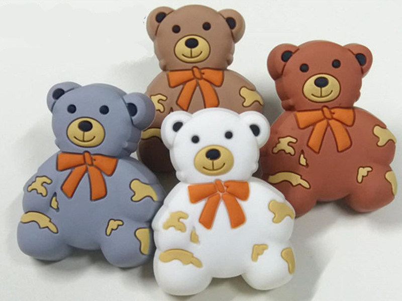 Grey Bear Soft Plastic Kids Furniture Knobs Children Bedroom Furniture Decorative Knobs White
