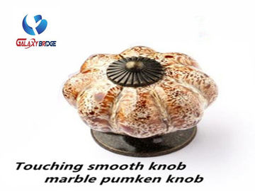 Colorful Pumpken Shape Ceramic Cupboard Door Knobs Porcelain Antique Bronze Crack Marble Pattern Knobs