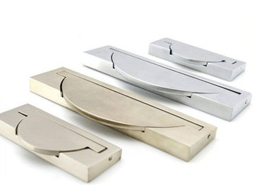 Zinc Square Concealed Drawer Pulls , Pearl Silver Insert Dresser Pulls Hidden Cabinet Handles