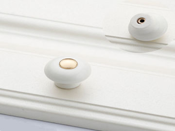 Round Ceramic Cabinet Door Knobs , White Porcelain Ceramic Drawer Pulls And Knobs