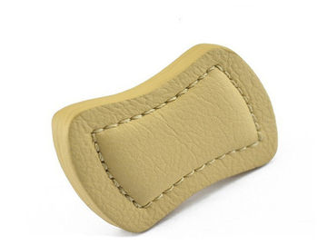 Beige Square Leather Drawer Pulls , Bathroom Cabinet Leather Handles Furniture Hardware   Fitttings