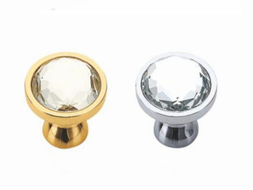 Gold Arcylic Round Knobs Luxury Dresser Pulls Crystal Wardrobe Handles