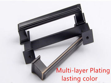 128mm American Stylish Plating Kitchen Cabinet Handles 96mm Black Arched Dresser Pulls Square Knobs
