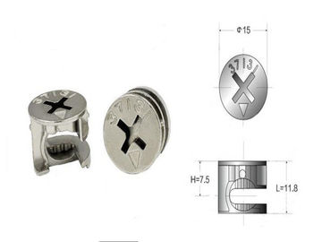 Cabinet Furniture Fittings Hardware , 15mm Eccentric Wheel Zinc Minifix Furniture Cam Lock