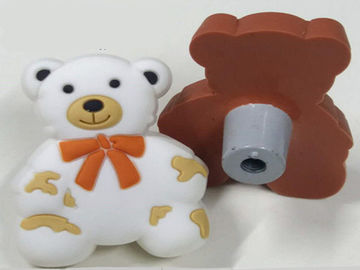 Grey Bear Soft Plastic Kids Furniture Knobs Children Bedroom Furniture Decorative Knobs White PVC Cabinet Knobs