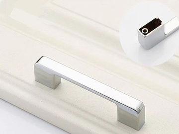 Nickle Brushed Kitchen Cabinet Door Handles , Square Kitchen Cupboard Handles Zinc knobs