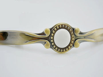 Vintage Brushed Brass Plated Ceramic Handles And Knobs 76mm Porcelain Handle