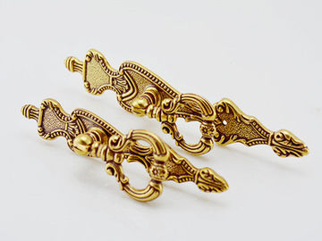 Gold Decorative Ring Pulls 85mm Length Zinc Alloy Cabinet Door Handles Light Brass Royal Furniture Fittings