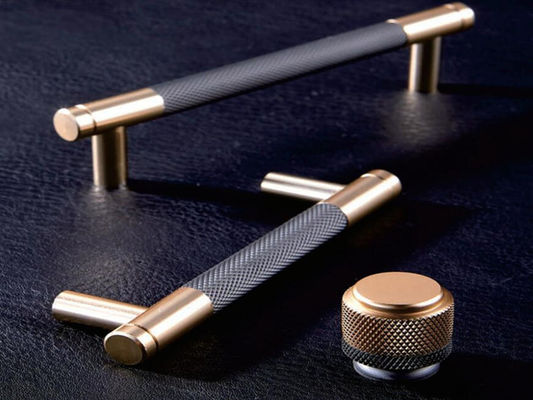Finland Stylish  Handles Kitchen cabinet pulls and handles Knurled Handle Brushed Brass  Aluminum Door pulls