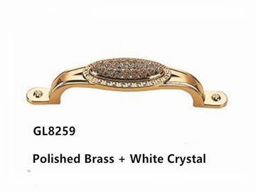 European Style Crystal Drawer Handles And Knobs , Zinc Kitchen Cupboard Door Handles